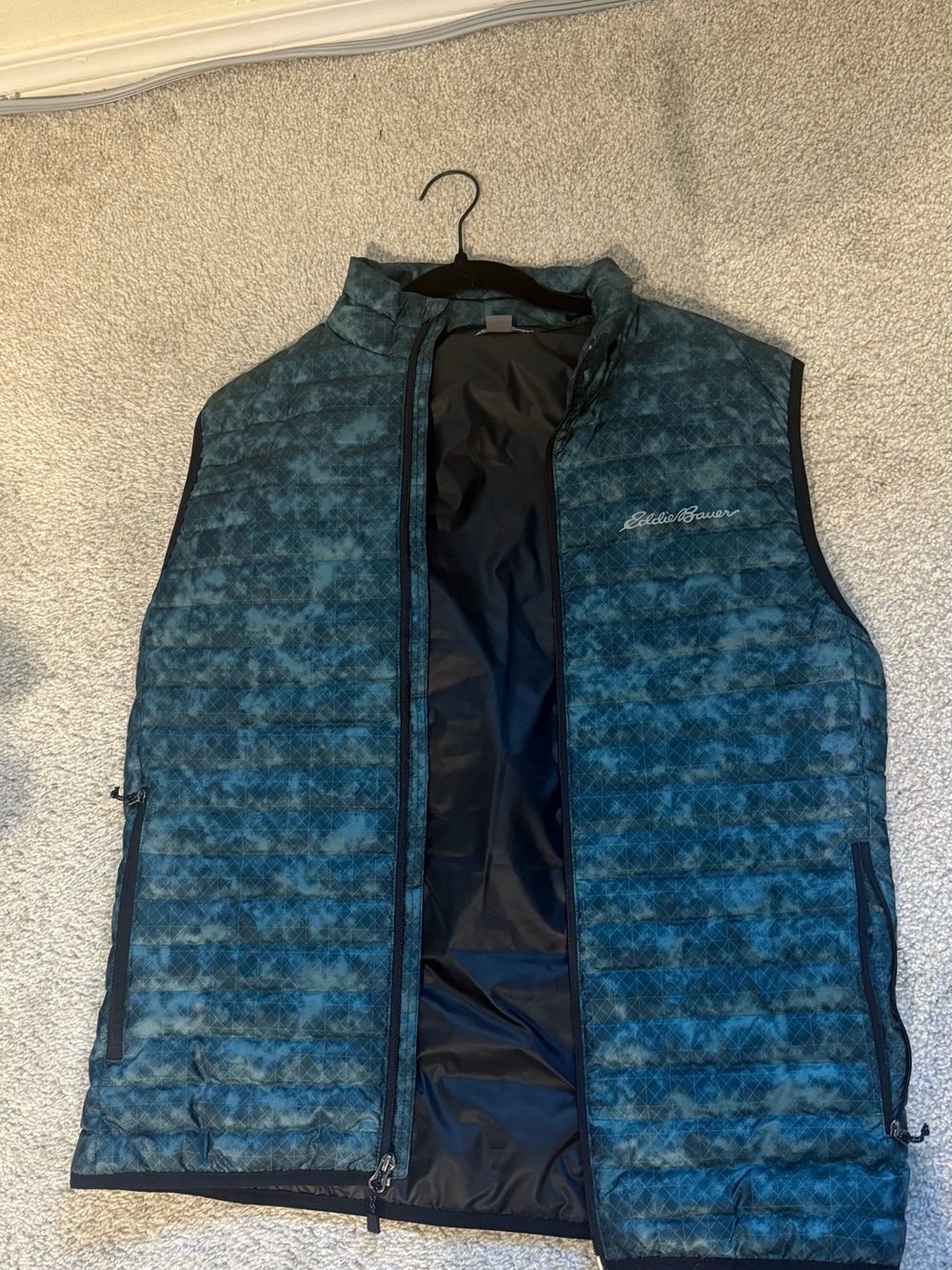 Eddie Bauer Teal Patterned Quilted Puffer Vest